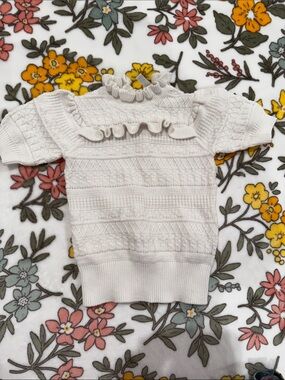 Janie and Jack Girls' white Ruffle Knit Top